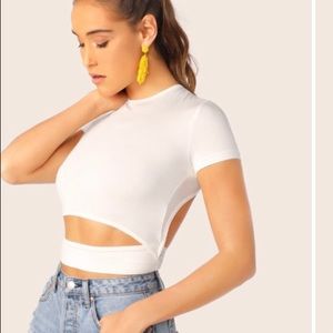 White Backless Crop Top